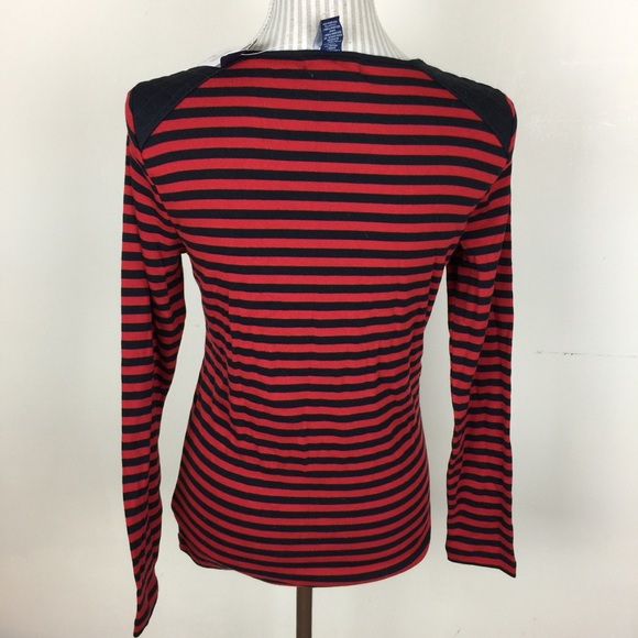 NWT CHAPS Red Black Striped Top SMALL - Picture 5 of 8